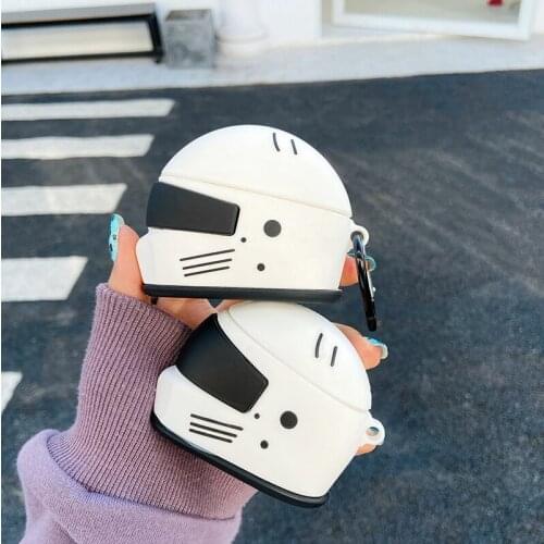 Cool Motorcycle Helmet 3D Case For AirPods 1 2 Pro Chaging Box Soft Silicone Wireless Bluetooth Earphone Protective Cover Coque