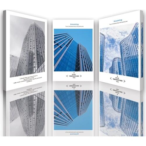 Decorative painting canvas wall art poster modern city antichromatic blue building decorative painting