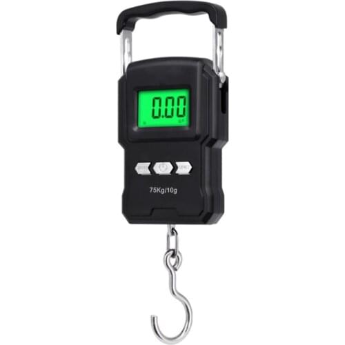 Fishing Scales 165lb/75kg Electronic Weighing Balance Digital Hanging Hook Scale Backlit LCD Screen Measuring Scales Gadget