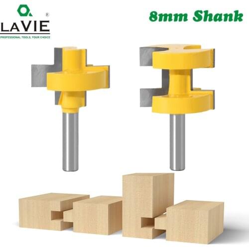 2pcs 8MM Shank T-Slot Square Tooth Tenon Milling Cutter Carving Knife Router Bits for Wood Tool Woodworking