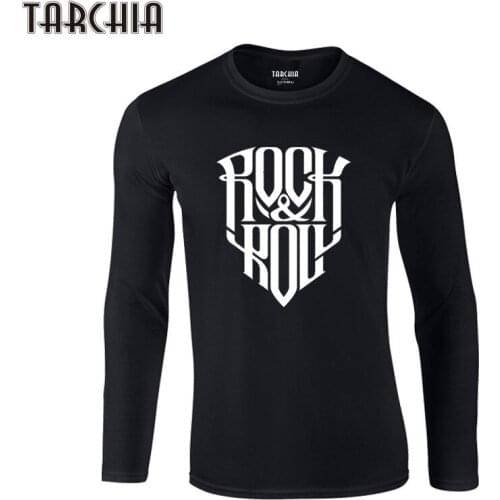 TARCHIA Rock You Music T-Shirts 2021 New Design Long Sleeve 100% Cotton Tees Tops Mens Slim Casual T Shirts Homme Fashion