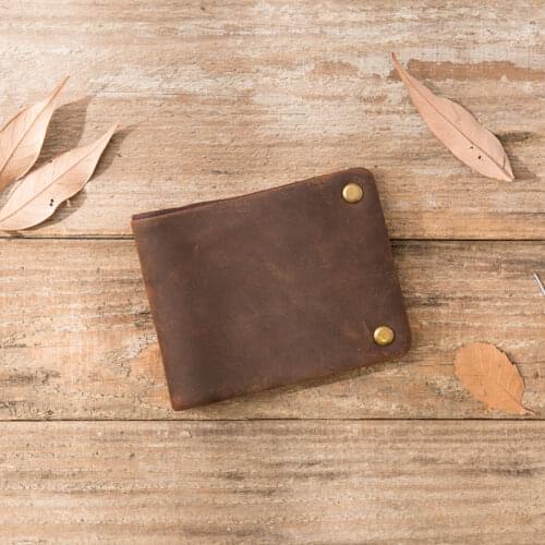 Retro Horizontal Zipper Mens Wallet Leather Simple Old Leather Wallet Card Holder Coin Purse Tide Handmade Crazy Horse Leather