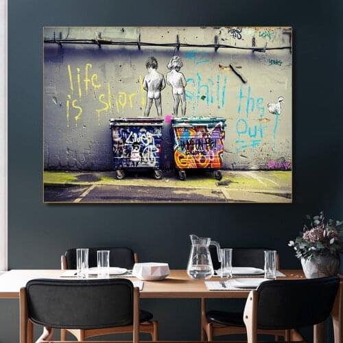 Banksy Graffiti " Life Is Short Chill The Duck Out" Street Canvas Painting Posters and Prints Wall Art Picture Home Decoration