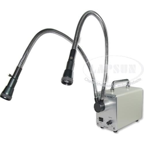 100V-240V 20W / 30W / 50W Power Dual Gooseneck Cool Cold Microscope Illuminator LED Fiber Optic Lights Source 3500K / 6500K