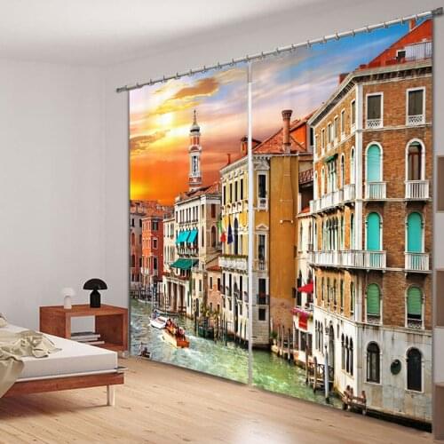 Customized City Beauty Luxury 3D Blackout Window Curtain Drapes For Living room Bed room Hotel Wall Tapestry Cortinas