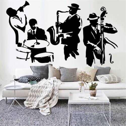Jazz Wall Decal Saxophone Instrument Tool Band Musical Player Vinyl Removable Wall Sticker Living Room Artistic Decoration 2241