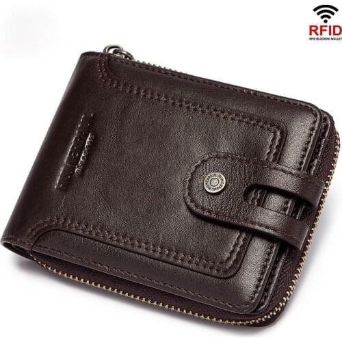 Mens Wallet Genuine Leather Purse Male Rfid Short Wallet Multifunction Storage Bag Coin Purse Wallets Card Bags High Quality