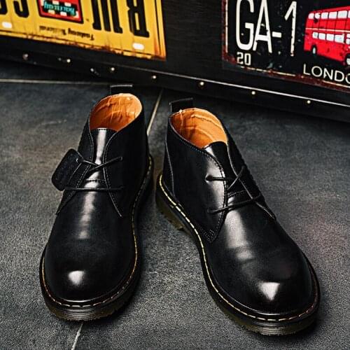 Top Brand Autumn Winter Mens Boots Cow Genuine Leather Men Shoes Fashion Motorcycle Boots Comfortable Ankle Boots Casual Shoes