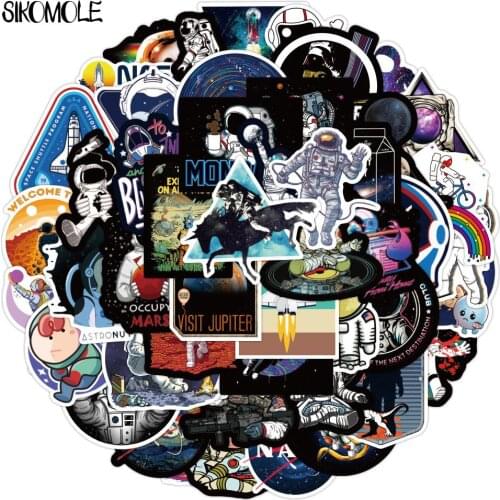 100pcs Outer Space Sticker UFO Alien Astronaut Rocket Cartoon Stickers Gifts Toys for Children DIY Skateboard Laptop Phone F4