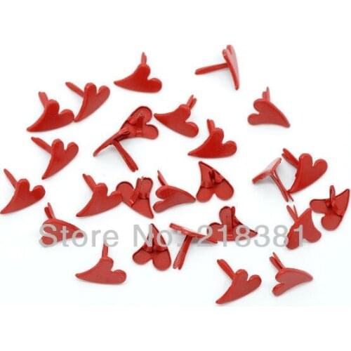Wholesale 200Pcs Red Heart Metal Brads Scrapbooking Embellishment Diy Crafts 12x11mm