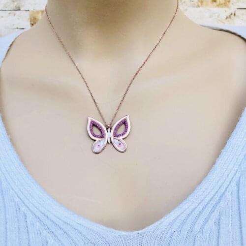 Winged Serenity 925 Sterling Silver Necklace Women Girls Gift Jewelry Accessories Fashion Handmade Elegant Chain