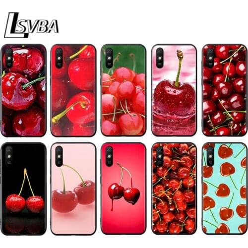 Cherry Fruit for Xiaomi Redmi 10X Pro 5G 9A 9I 9T 9 GO K40 K30 K20 Ultra 8 7 6 5 4X Pro Soft Black Phone Case