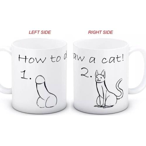 Drop shipping 11oz how to draw a cat coffee mug creative milk tea cup mugs best gift for your friends