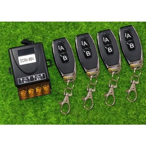 DC 9V 12V 24V 36V 48V 1CH Wireless RF Remote Control Light Switch 10A Relay Output Radio Receiver Module + 2-button Transmitter