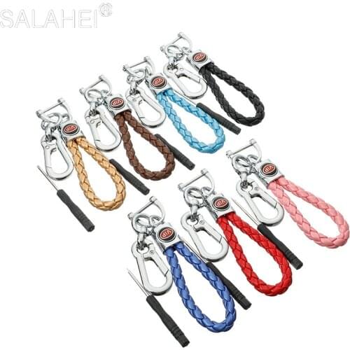 Luxurious Beautiful Hand Woven Leather Keychains Car KeyChain Detachable Metal 360 Degree Rotating Horseshoe Buckle Key Chains