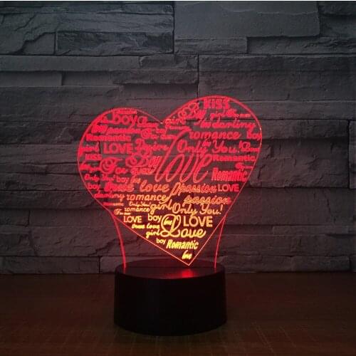 Heart Letters 3d Led Lamp 7 Color Night Lamp For Kids Touch Led Usb Table Lampara Baby Sleeping Nightlight Room Lamp Moms Gift