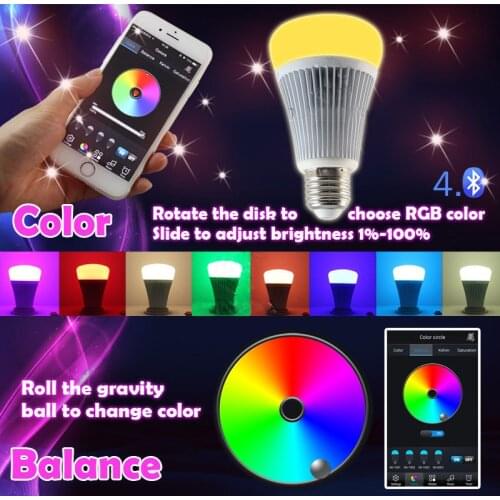 [Seven neon]AC85-265V E27/E26 8W Colorful Bluetooth 4.0 Smart Dimmable RGBW LED Light Bulb spotlight for Wifi IOS Android App