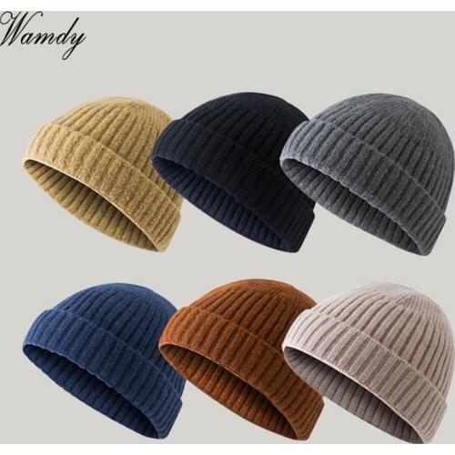 New Unisex Beanie Hat Ribbed Knitted Cuffed Winter Hat Warm Short Beanie Casual Solid Color Skullcap Baggy For Adult Men Beanie
