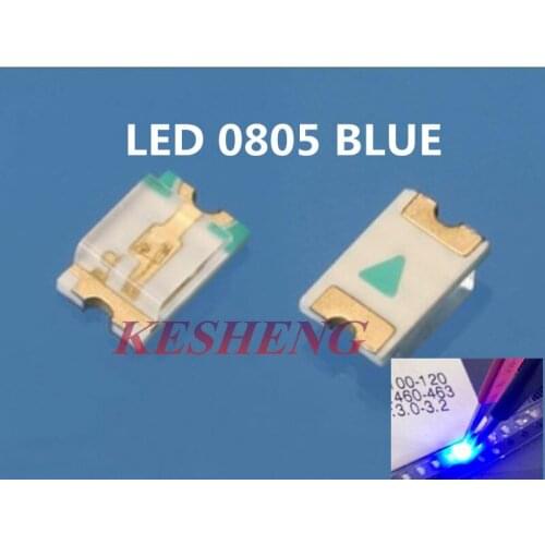 SMD 0805 Blue 100PCS Super Bright SMD LED Lamps Diodes 0805 LED 0805 diodes 460-465nm 80-120mcd 3.0-3.4v light-emitting diode