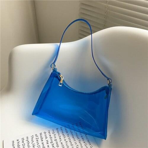 Pure Color Transparent Shoulder Bag Women Summer 2021 Fashion Simple Handbag Vacation Armpit Shoulder Bags Handbag Ladies