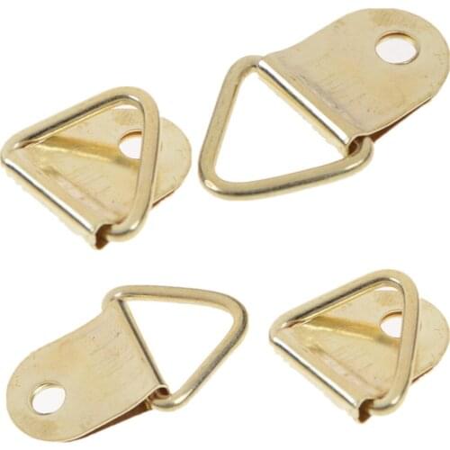 10Pcs Universal Strong Golden D Rings Decor Picture Frames Hanger Hooks Hanging Triangle Screws Helper Wholesale