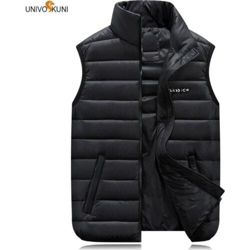 UNIVOS KUNI 2019 New Men Down Vest Women Couple Soild Color Fashion Winter Autumn Brand Wild Formal Big Size 6XL J606