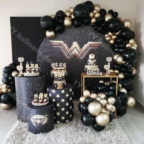 Balloon Arch Garland Kit Chrome Gold Latex Black Globals Balloons Wedding Baby Shower DIY Party Birthday Balloons Decoration