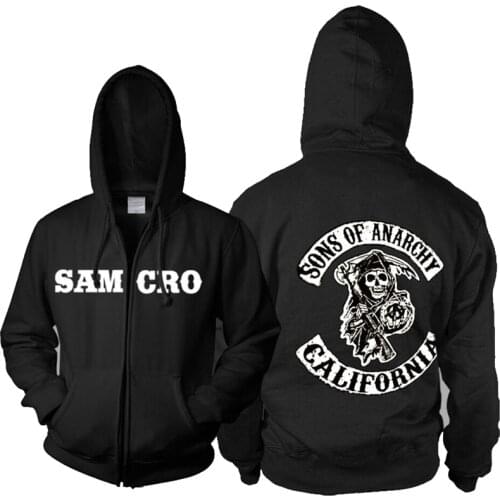 Adult Sons of Anarchy Hoodie TV black halloween Cosplay party Costume women Men Zipper Jacket coat Mayans Sweatshirt clothing