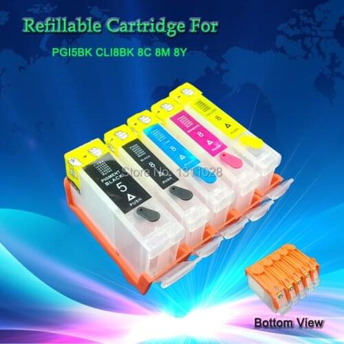 INK WAY PGI-5 CLI-8 chipped refillable cartridges for PIXMA IP4200 IP4300 IP4500 IP5200 IP5200R ip5300 mp500 mp510 mp530 mp600