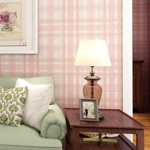 Environmental Protection 3D Non-woven Wallpapers Rolls American Red Lattice Striped Wall Papers Home Decor for Living Room Walls