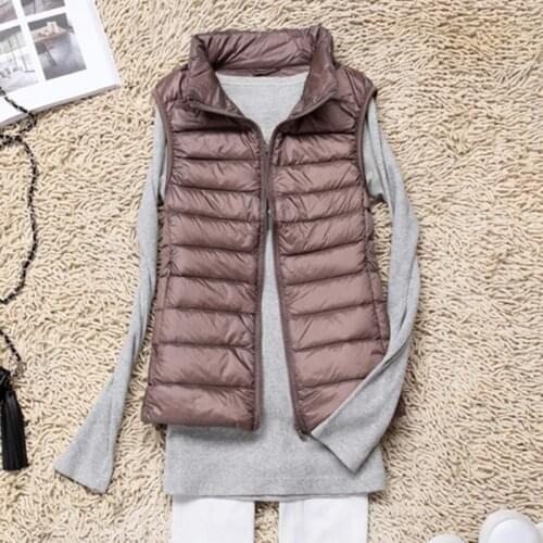 Autumn White Duck Down Womens Short Vest Jacket Sleeveless Portable Office Lady Women Vests Coat 2020 spring Waistcoat Female