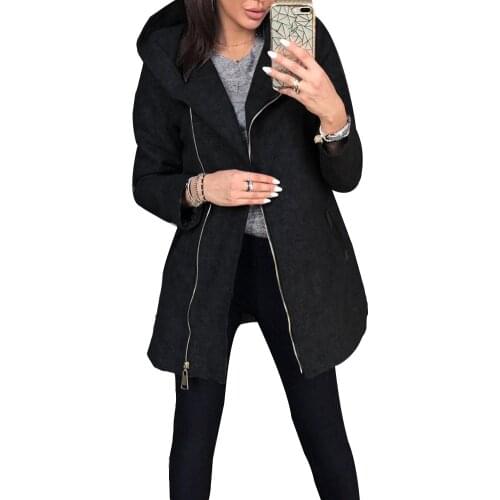 Winter woman warm coat Women Fashion Solid Color Thicken Wadded Hooded Coat Zipper Midi Jacket Outwear Solid color easy to match