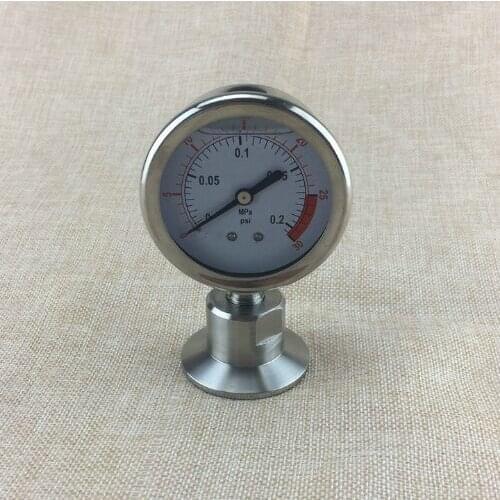 1.5" Tri Clover Compatible Sanitary Pressure Gauge 0-30 PSI Bottom Mount for beer brewing