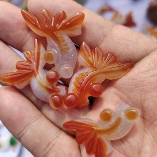 1pcs Natural red agate hand-carved animal small goldfish, modeling very beautiful crystal carving home decoration Christmas gift