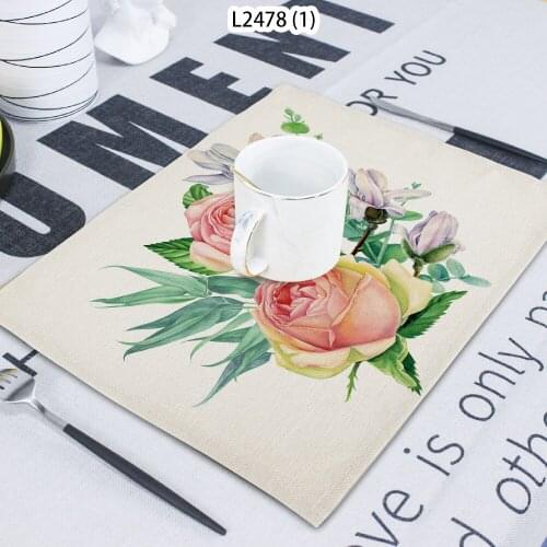 1 Piece Peony Pattern Plant Flower Printed Napkin Cloth Home Decoration Table Mat Cloth Tea Towel Coaster 42*32 Servilletas Tela