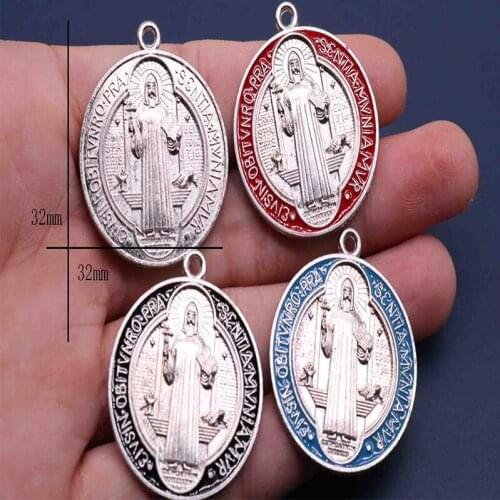 20 pieces / religious charm color Saint Benedict Medal. Colorful Round St. Benedict Pendant Pendant Medal