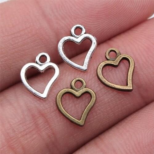 200pcs 10x8mm 2 Colors Mini Heart Charm Cute Heart Charms For Jewelry Making Small Heart Charm