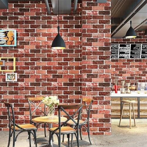 Beibehang Retro 3d stereo imitation brick pattern brick fashion wallpaper bar restaurant barbershop pvc waterproof wallpaper