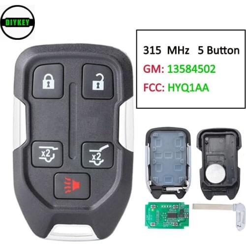 DIYKEY 5 Button Smart Remote Key 315MHz ID46 Chip Replacement for GMC Terrain 2018-2020 FCC: HYQ1AA P/N: 13584502