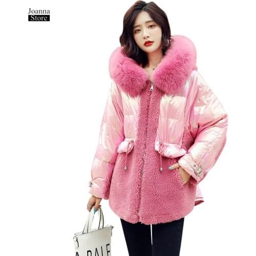 90% white duck down jacket women winter real fox fur collar kawaii hoodie thick sashes short coat streetwear plus size jackets