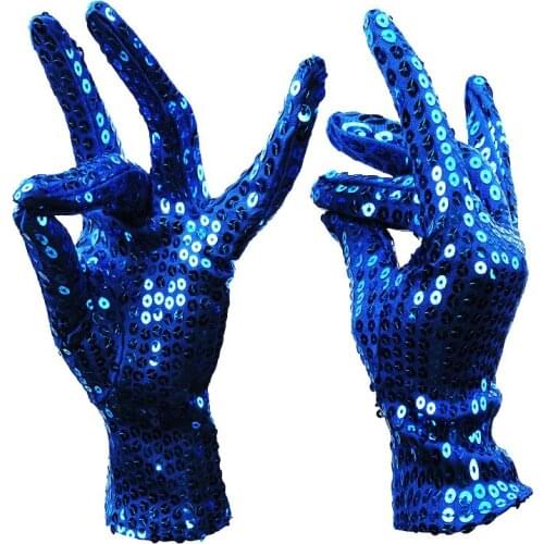Unisex Adult Children Shiny Gloves MJ Sequins DS Stage Performance Gloves Dance Shining Gloves for Party