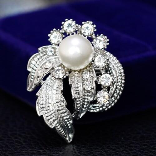 Brooch Pin Rhinestone Crystal Flower Brooches for Women Wedding Bridal Party Bouquet DIY Jewelry Accessories AB059