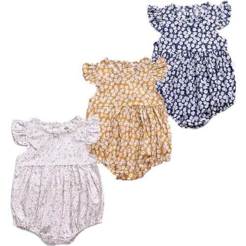 Baby Girl Floral Romper Sleeveless Dot Jumpsuit Cute summer children Outfits Sunsuit Girl Triangle Crawl Suit Flowers Infantil