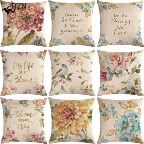 45x45cm Birds And Flowers Sofa Decorative Cushion Cover Pillow Pillowcase Linen 45*45 Throw Pillow Home Decor Pillowcover