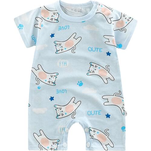 Summer Breathable Jumpsuit Baby Girl Romper New Born Romper Children Outfits Clothes Short Sleeve Pajamas Infant Sleep Bottoms
