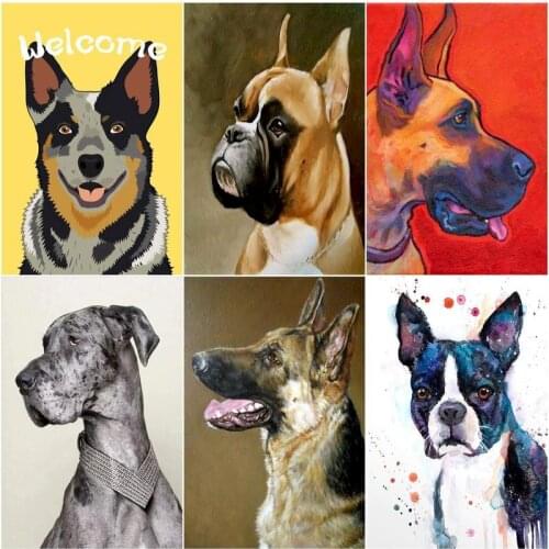 GATYZTORY 5D Diy Diamond Painting Dog Mosaic Decorations For Home Embroidery Animal Handmade Gift Wall Stickers 40X50CM