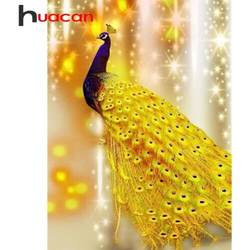 Huacan 5D DIY Paint With Diamonds Peacock Full Drill Square Diamond Painting Embroidery Mosaic Animal Decorations Home Kit