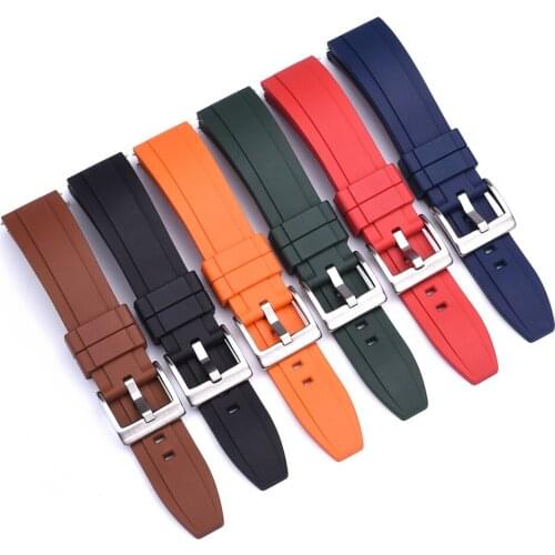 Quality Fluoro Rubber Watch Strap 20mm 22mm 24mm Sport Watchband Black Green Blue Orange Wristband With Quick Release Spring Bar