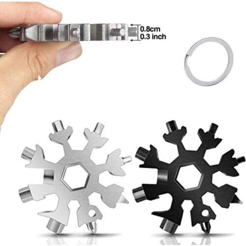18-in-1 NEW Card Type Snowflake Multifunction Combination Tool With Key Ring Allen Wrench Alloy Outdoor Camping Hiking Tackle