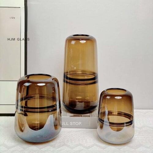 Creative Amber Hydroponic Vase Flower Arrangement Plant Desktop Decoration Transparent Glass Flower Vase Crafts Home Decoration